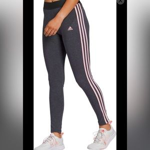New with Tag Adidas Dark Grey Leggings with Pink stripes